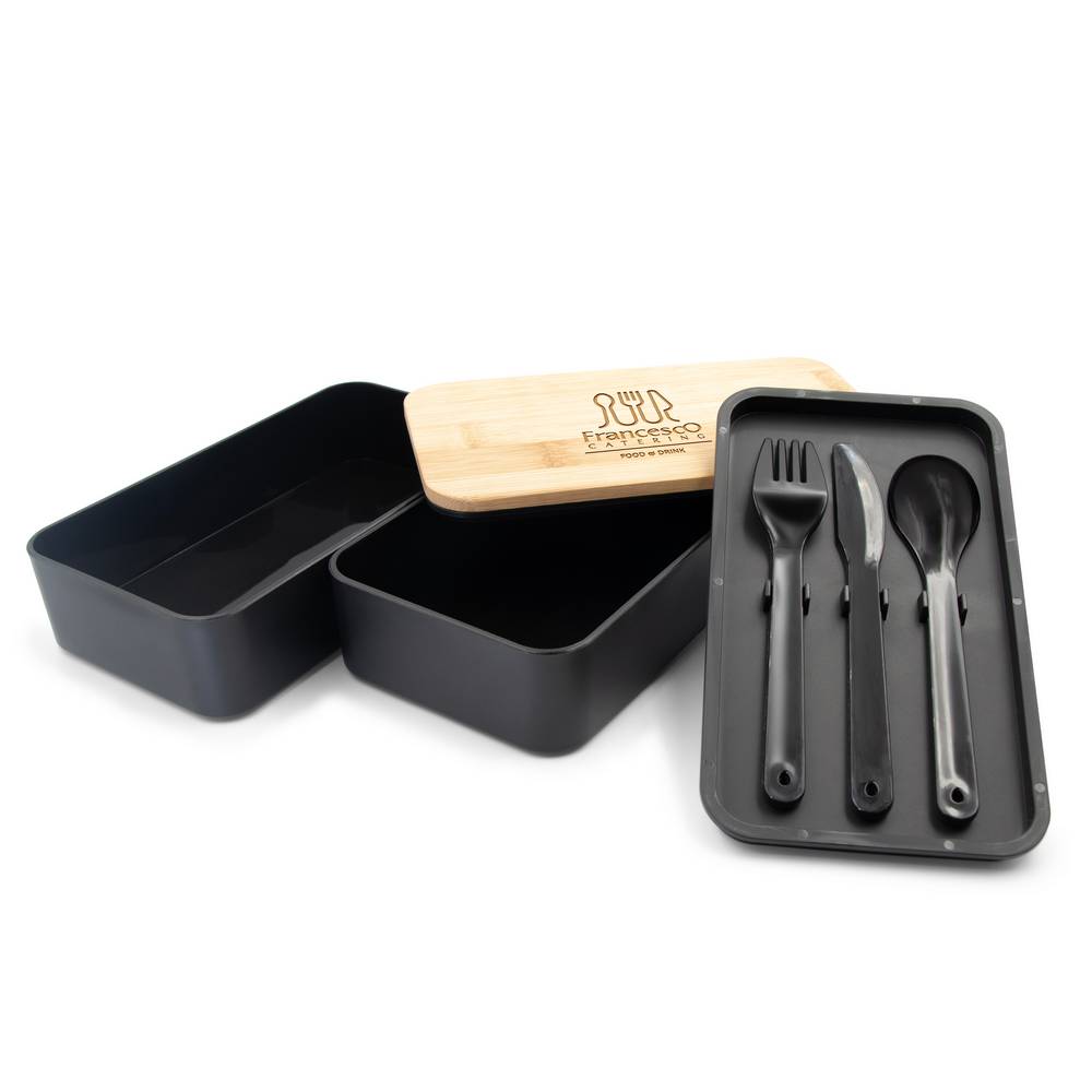 Lunch box 2 en 1, 2x500 ml, couvercle en bambou, personnalisable