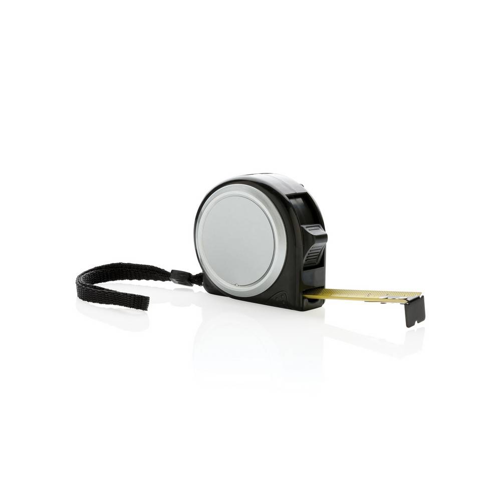 Mètre ruban - 5 m/19 mm, noir personnalisable avec logo