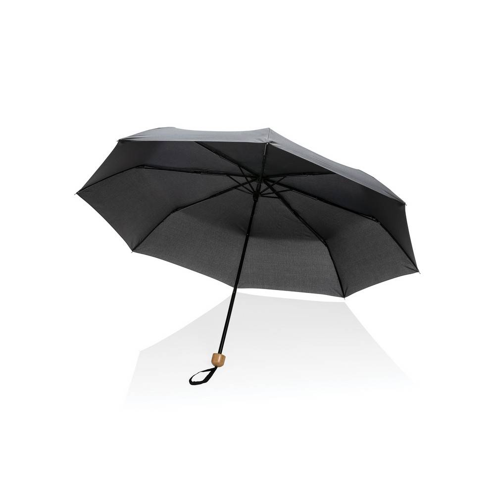 Mini parapluie 20.5" rPET 190T poignée bambou Impact personnalisable