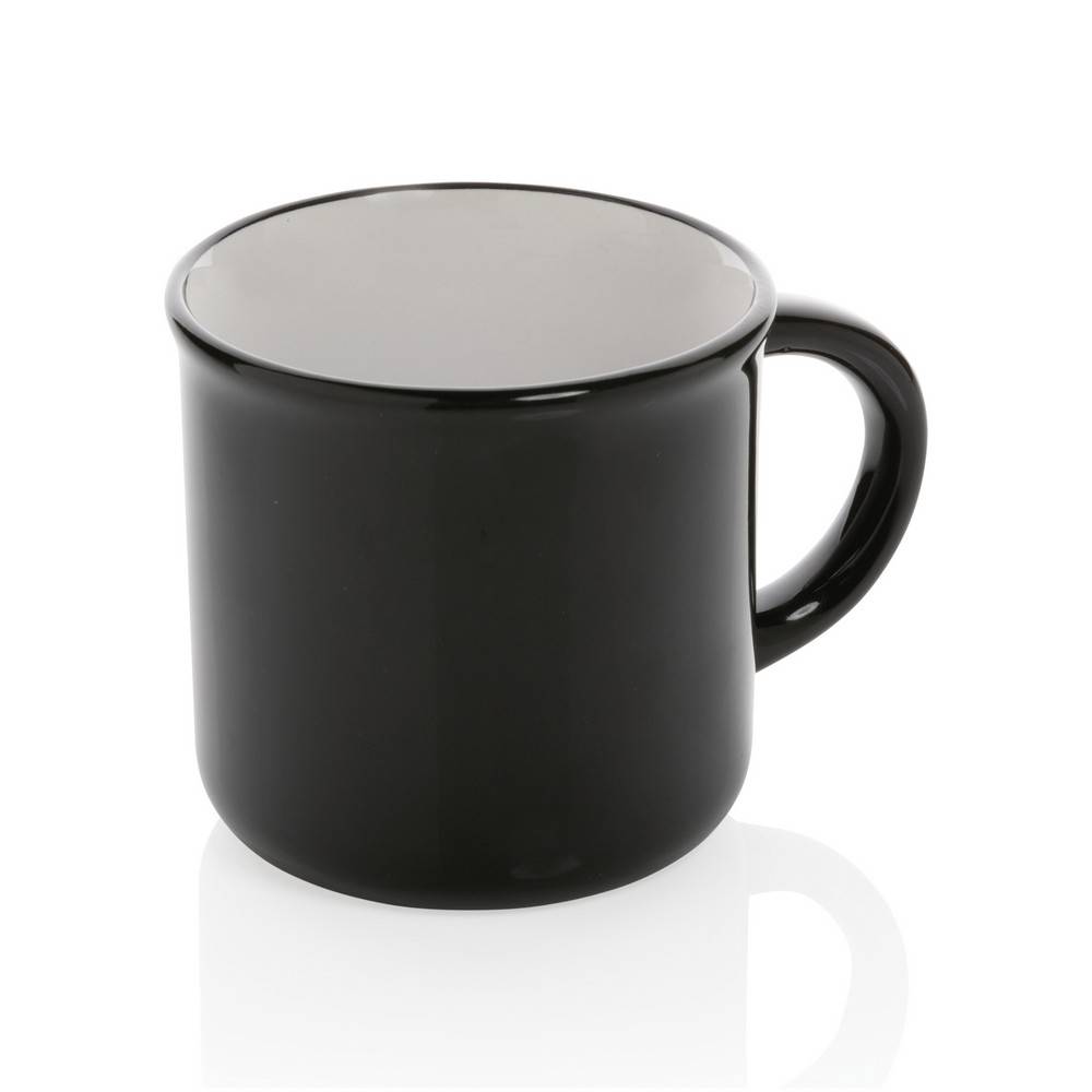 Mug 280ml vintage en céramique noir personnalisable avec logo