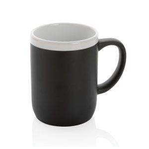 Mug 300ml en céramique avec bord blanc noir personnalisable avec logo