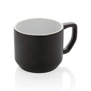 Mug 350ml moderne en céramique noir personnalisable avec logo