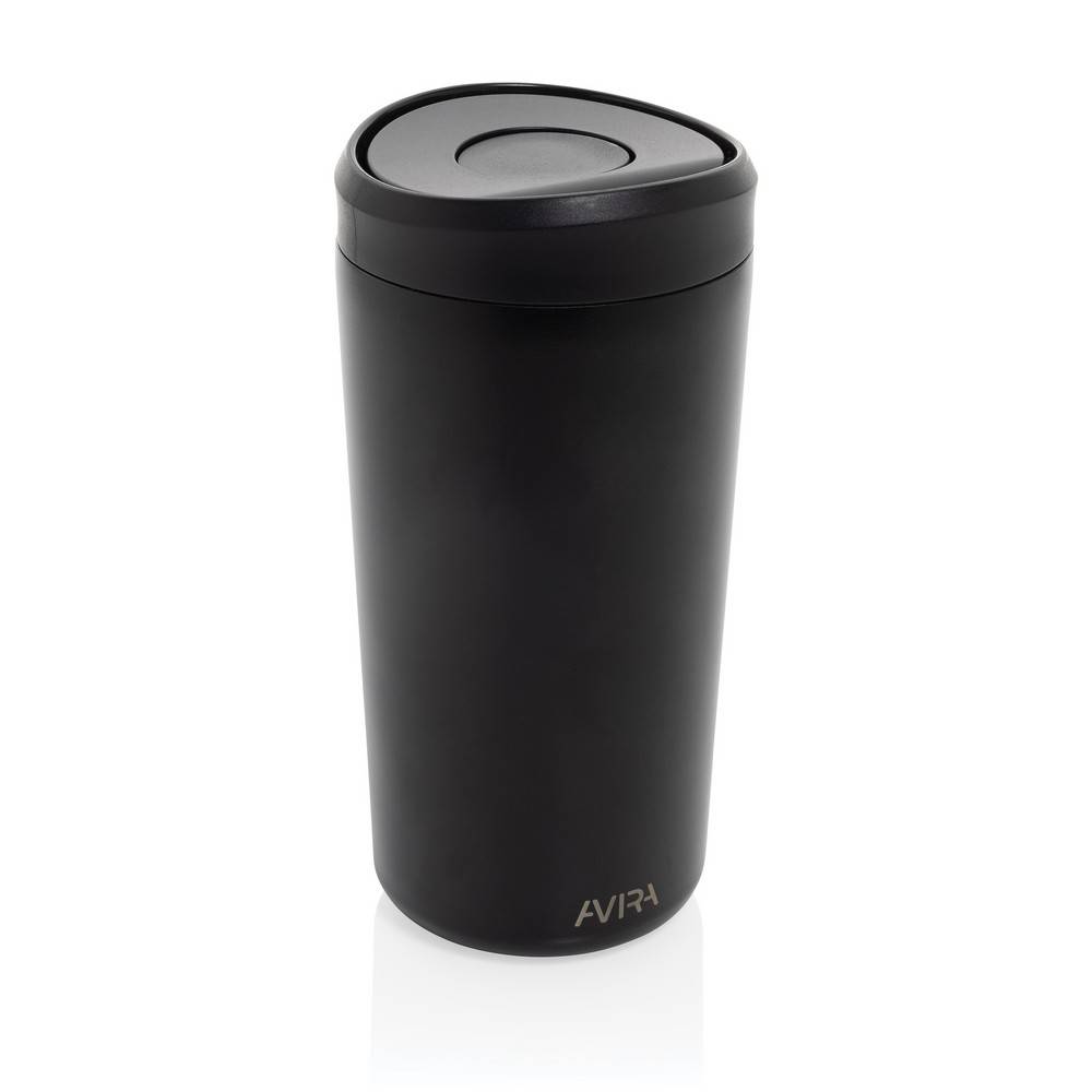 Mug 400ml en acier recyclé RCS Avira Alix noir personnalisable