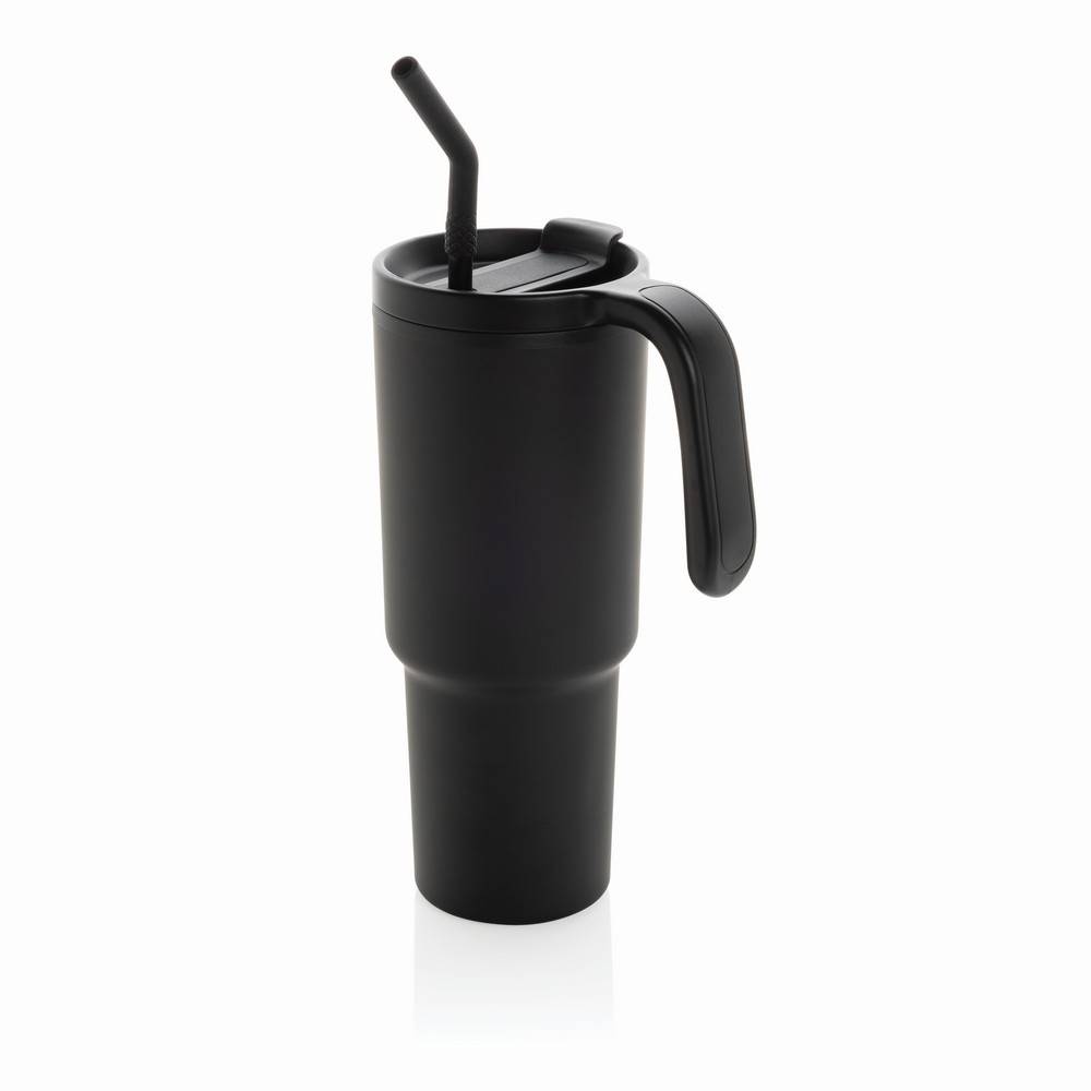 Mug 900ml en acier certifié RCS Graphic noir personnalisable avec logo