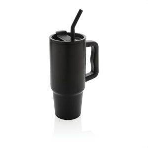 Mug 900ml en acier inoxydable recyclé Embrace RCS noir personnalisable