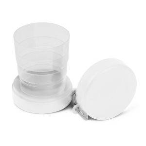 Mug de voyage pliable 220 ml avec mousqueton blanc personnalisable