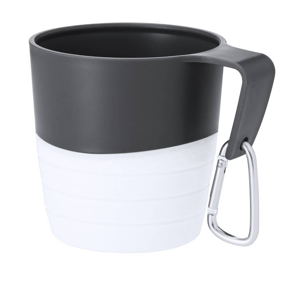 Mug de voyage pliable 340 ml avec mousqueton blanc personnalisable