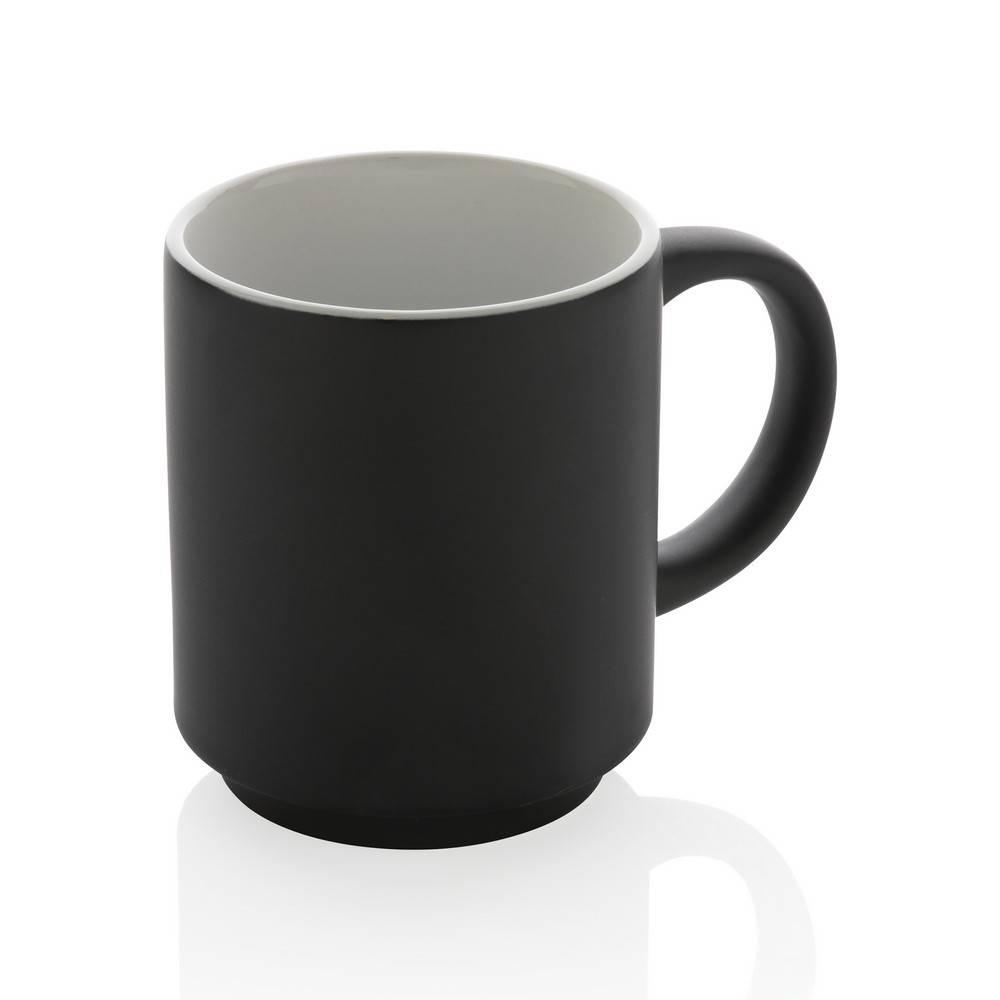 Mug empilable 180ml en céramique noir personnalisable avec logo
