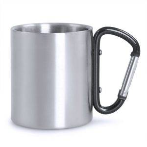 Mug en métal 210 ml avec mousqueton noir personnalisable avec logo