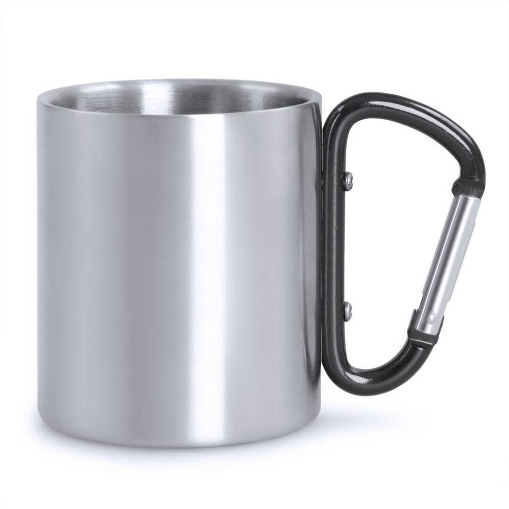 Mug en métal 210 ml avec mousqueton noir personnalisable avec logo