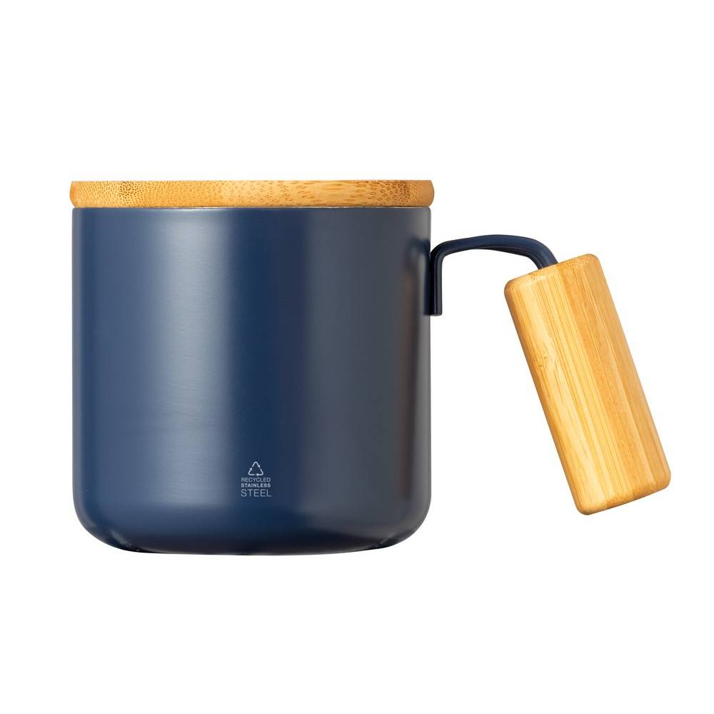 Mug thermos en inox recyclé 330 ml bleu marine personnalisable