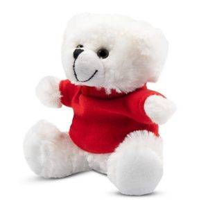 Ours Garrett blanc-rouge personnalisable avec logo