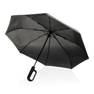 Parapluie 21'' avec mousqueton en rPET AWARE Yara noir personnalisable