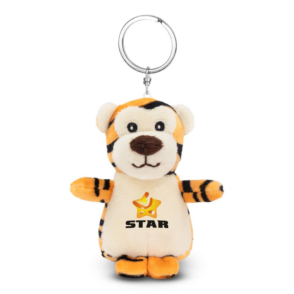 Peluche tigre, porte-clés | Trip orange personnalisable avec logo