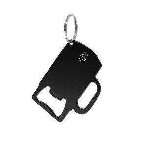 Porte-clés décapsuleur en aluminium recyclé noir personnalisable