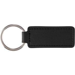 Porte-clés en cuir de pomme noir personnalisable avec logo