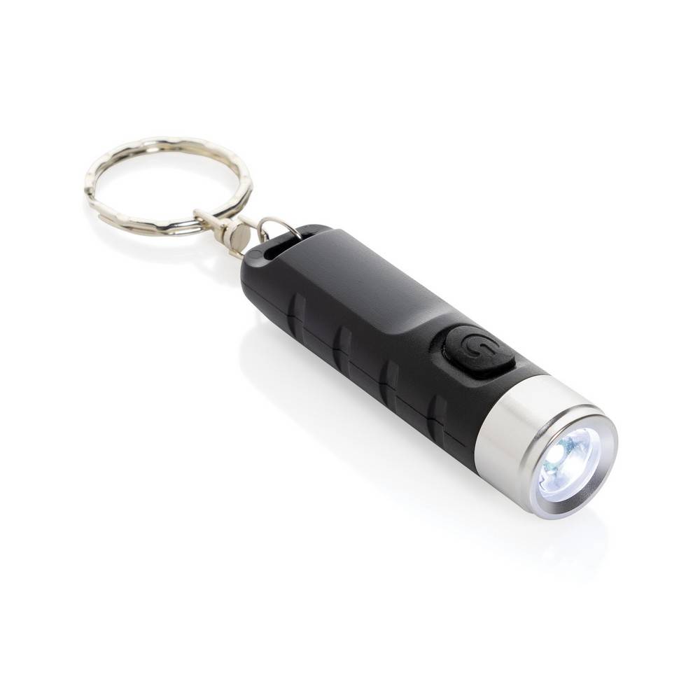 Porte-clés lampe torche charge USB en plastique RCS personnalisable