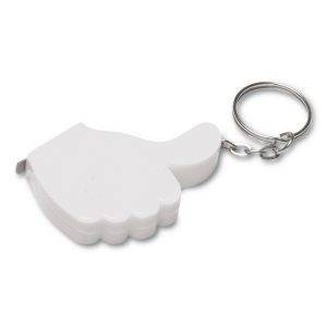 Porte-clés "like it", mètre-ruban 1m blanc personnalisable avec logo