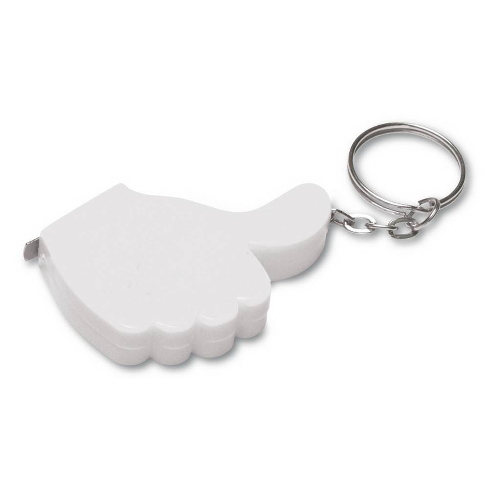 Porte-clés "like it", mètre-ruban 1m blanc personnalisable avec logo