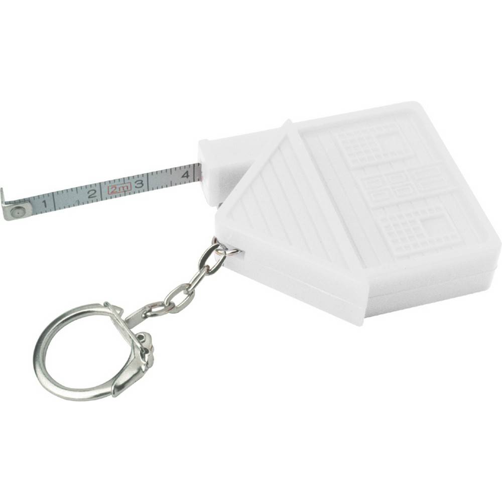 Porte-clés "maison", mètre-ruban 2m blanc personnalisable avec logo