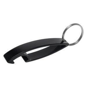 Porte-clés, ouvre-bouteilles Cleo noir personnalisable avec logo