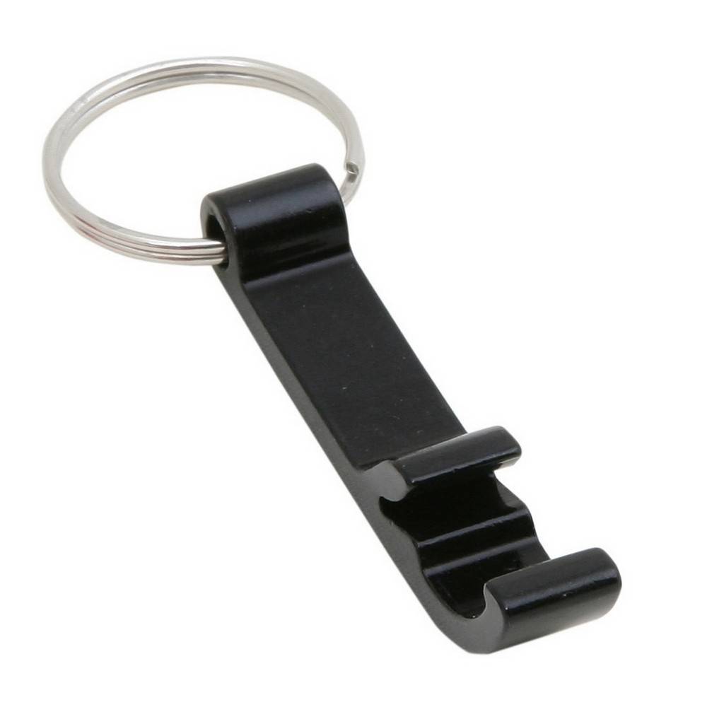 Porte-clés, ouvre-bouteilles noir personnalisable avec logo