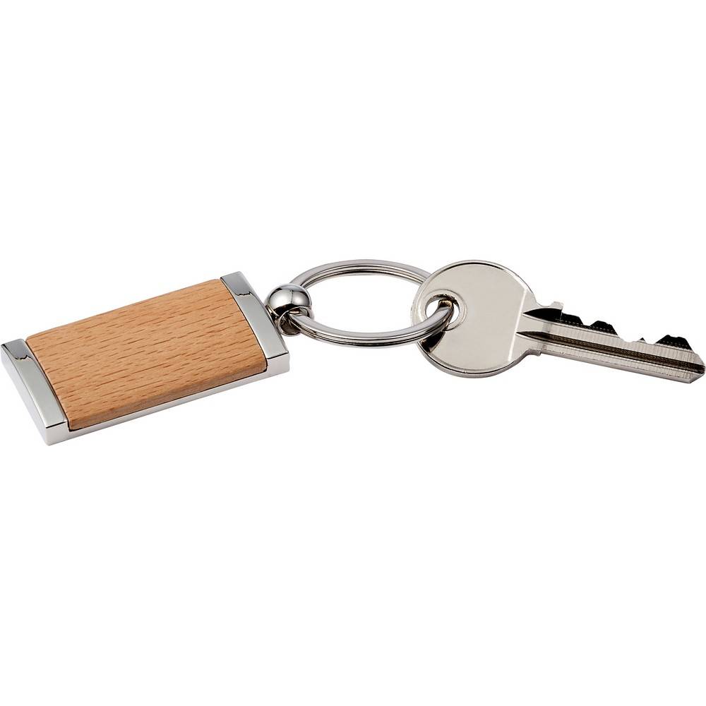 Porte-clés rectangulaire bois personnalisable avec logo