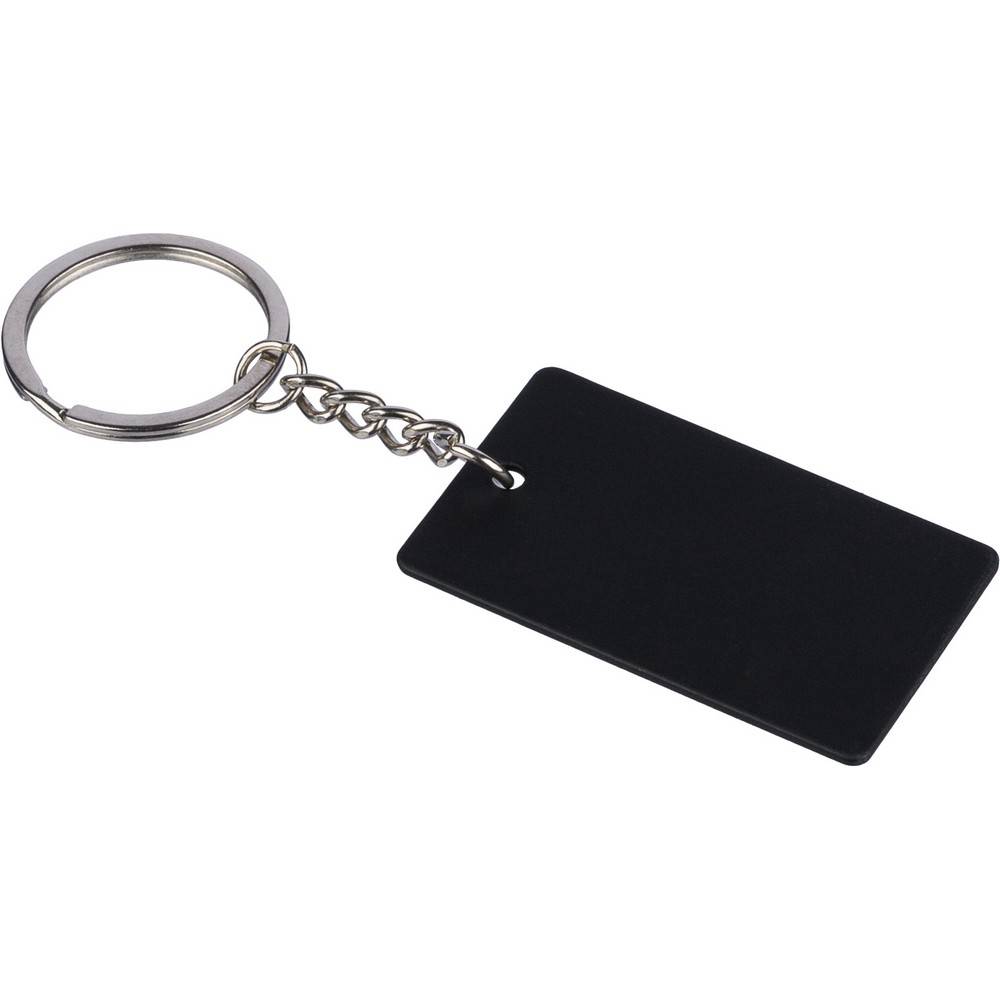 Porte-clés rectangulaire noir personnalisable avec logo