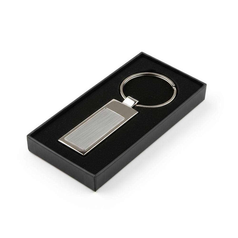 Porte-clés rectangulaire Stella argent personnalisable avec logo