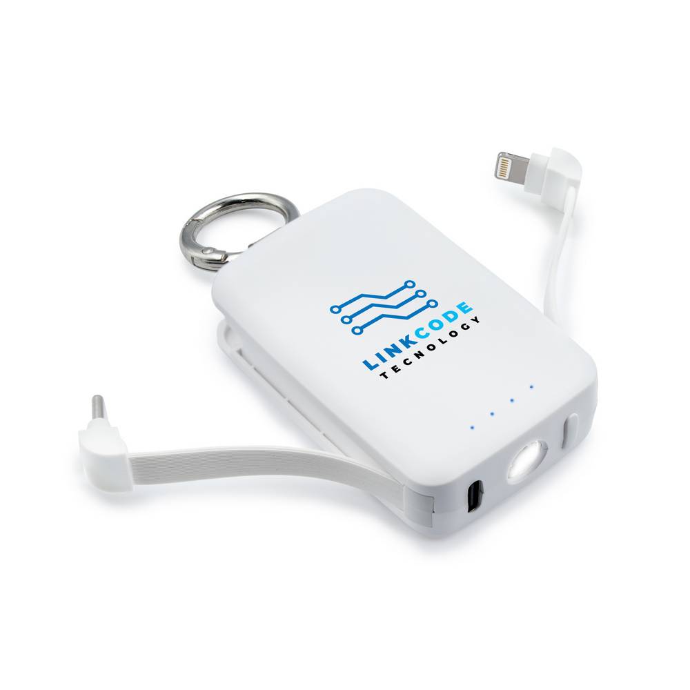 Power bank 4000 mAh, mousqueton et lampe 1W Dimetrice personnalisable