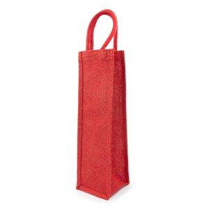 Sac à bouteilles en jute | Paige rouge personnalisable avec logo