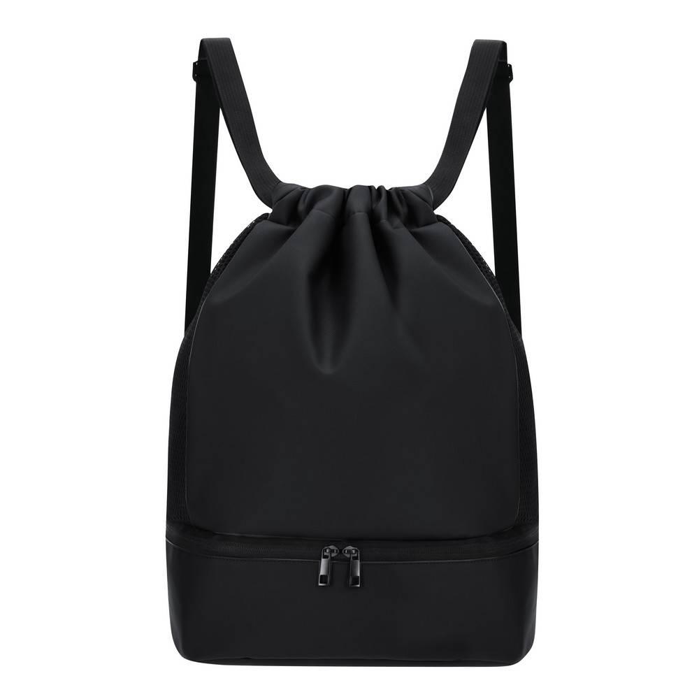 Sac à corde avec larges bretelles noir personnalisable avec logo