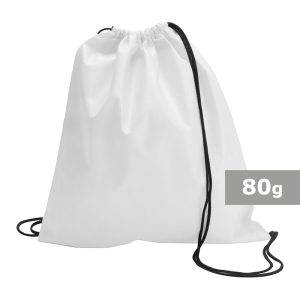Sac à cordon blanc personnalisable avec logo – réf. V4465-02