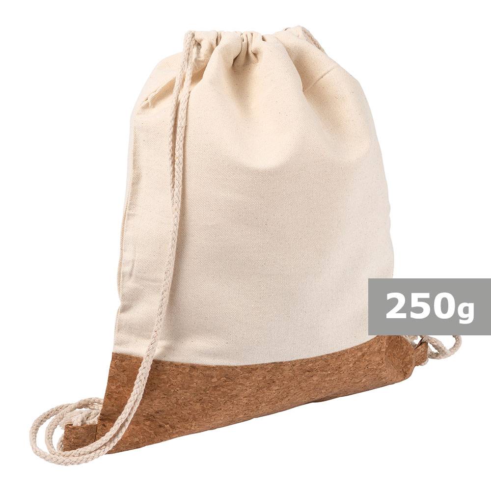 Sac à cordon en coton beige personnalisable avec logo