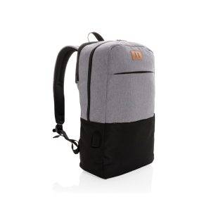Sac à dos ordinateur 15,6" avec USB et anti RFID noir personnalisable