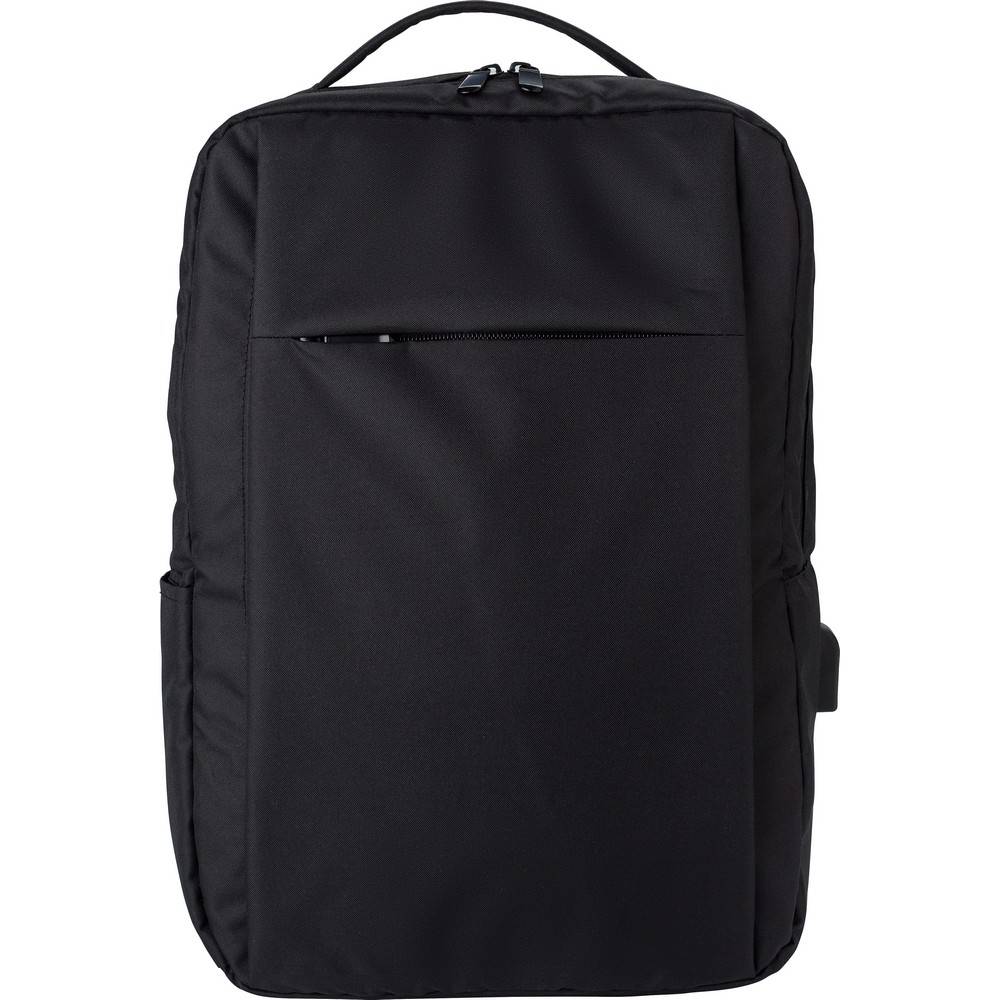 Sac à dos ordinateur RPET 16" noir personnalisable avec logo