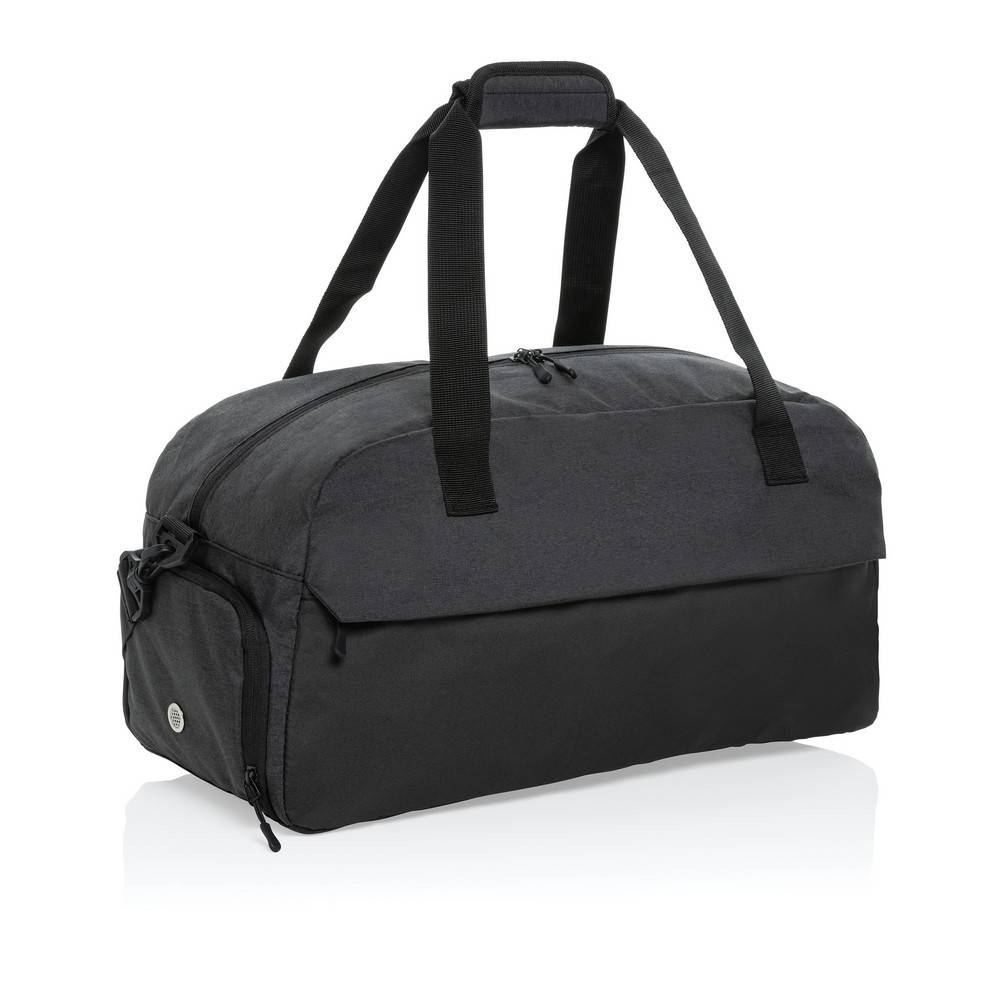 Sac de sport en rPET AWARE™ Kazu noir personnalisable avec logo