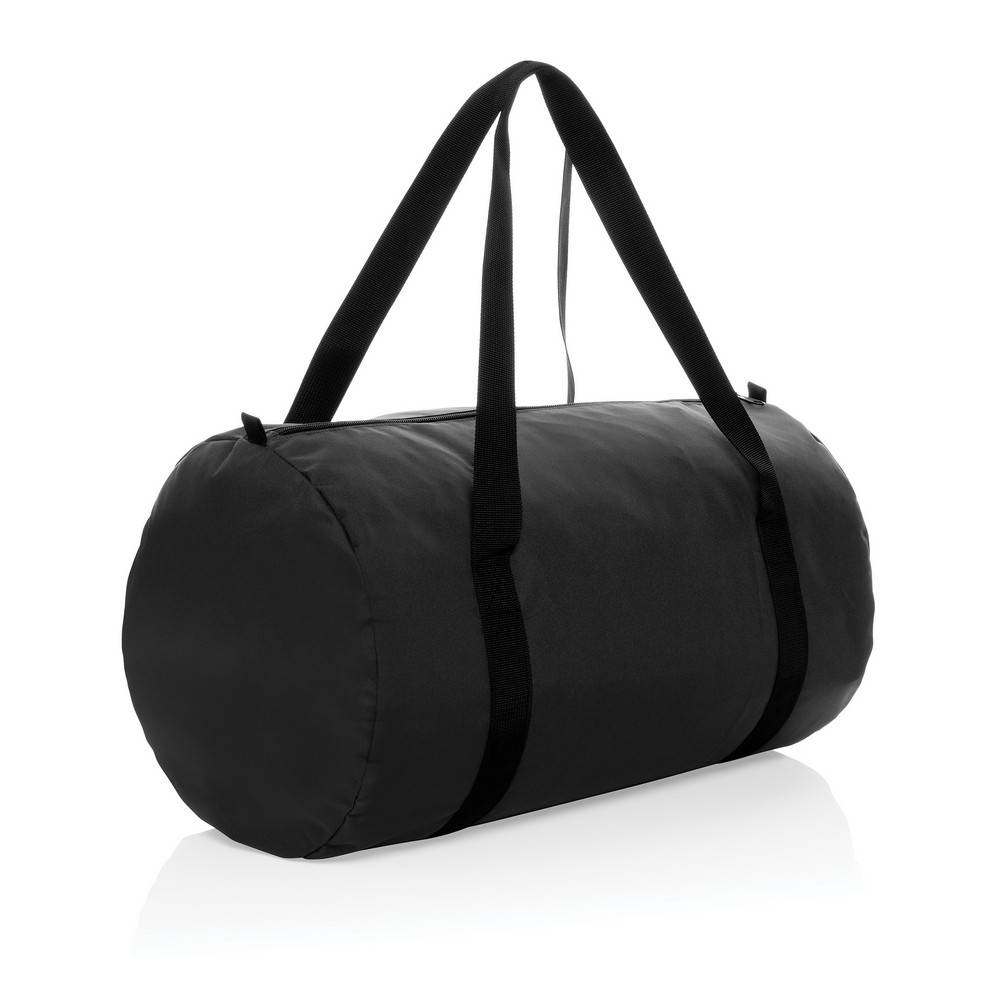 Sac de sport pliable en rPET AWARE Dillon noir personnalisable