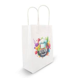 Sac en papier A4 | Dialla B blanc personnalisable avec logo