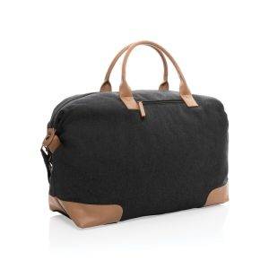 Sac weekend Impact AWARE™ en toile 16oz recyclée noir personnalisable