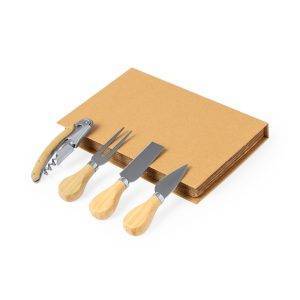 Service à fromage, 4 pcs brun personnalisable avec logo