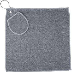 Serviette de golf en RPET noir personnalisable avec logo