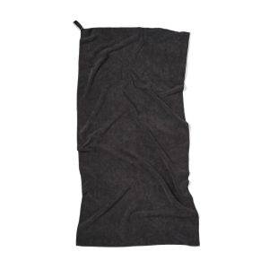 Serviette de sport VINGA RPET noir personnalisable avec logo