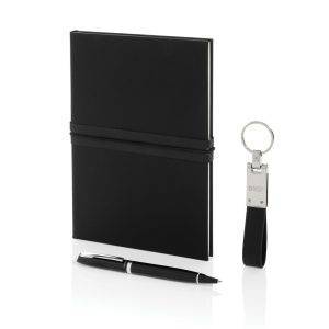 Set cadeau d'affaires RCS Swiss Peak black personnalisable avec logo
