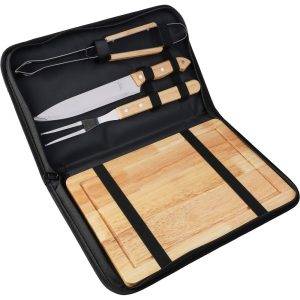 Set de barbecue noir personnalisable avec logo