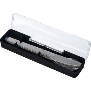 Set de couverts, 3 pièces noir personnalisable avec logo