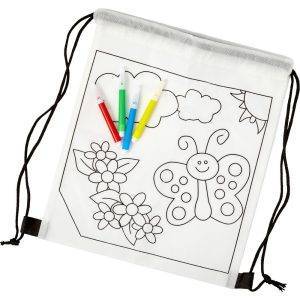 Set de dessin, sac à cordon, feutres blanc personnalisable avec logo