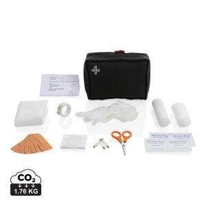 Set de premiers secours en PU nubuck recyclé RCS noir personnalisable
