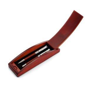 Set d'écriture, stylo bille et roller bois personnalisable avec logo