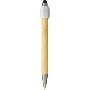 Stylo à bille en bambou blanc personnalisable avec logo